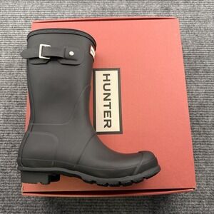 Hunter Original Short Waterproof Rain Boots Women's 7 Adjustable Strap Black